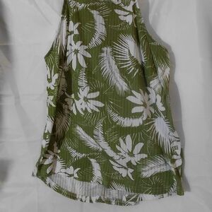 Olive Green Floral Tank Top - Casual Women's Tank